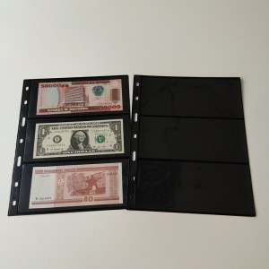 3 صفحات حافظة تخزين عملة بولي أسود أسود لفواتير العملة